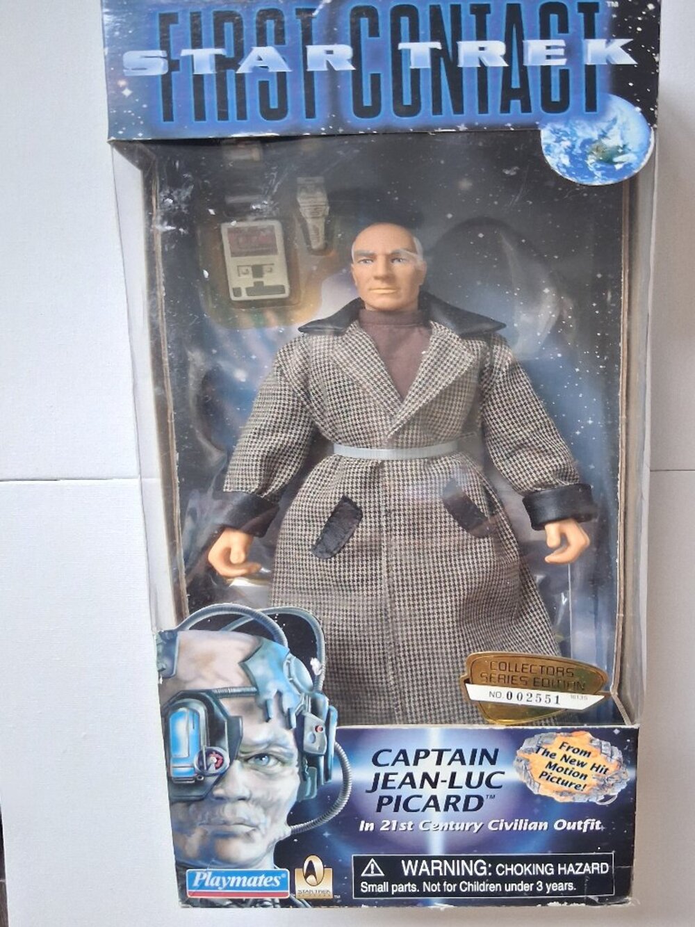 Star Trek Picard Figure Playmates First Contact 9" 1996 Box Wear - Picture 4 of 5